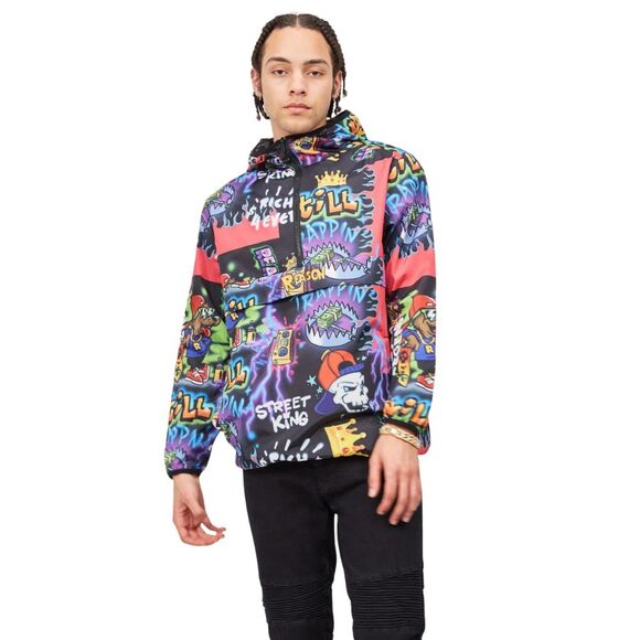 Reason Anorak Half-Zip Jacket Men’s Medium Graffiti Streetwear Dog Boom Box - Picture 7 of 8